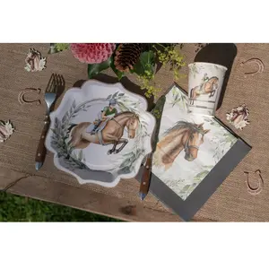 Comparateur de prix : Au plaisir des yeux 20 serviettes de Table jetable Hippique - Equitation 16.5 x 16.5 cm