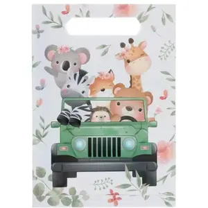 Sacs cadeaux - JOUR DE FETE - Explorateur - Lot de 10 - Blanc - 23 cm - Mixte pas cher