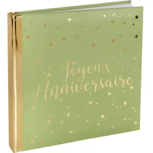 SANTEX 1 Livre d'or Joyeux Anniversaire vert Olive/Sauge et doré or métallique REF/5664 pas cher