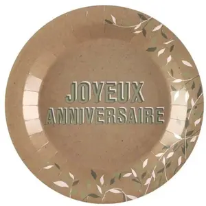 Lot de 10 assiettes Joyeux Anniversaire végétal 22, cmVendu parruedelafete