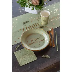 SANTEX 5670-103, Sachet 10 Assiettes Joyeux Anniversaire, métallisé Vert Sauge pas cher