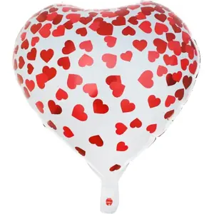RueDeLaFete BALLON ALUMINIUM CURS ROUGE 45CM BLANC pas cher