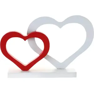 JOUR DE FETE Santex mariage Centre de Table Plein Coeurs Blanc/Rouge 20,5 cm pas cher