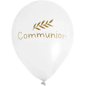 CHALAYER 6 BALLONS COMMUNION LATEX 30CM BLANC OR pas cher