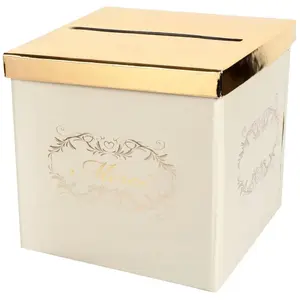 SANTEX 1 Tirelire urne mariage élégante feuillage Baroque 20cm Beige/Ivoire et doré or métallique REF/8326 pas cher