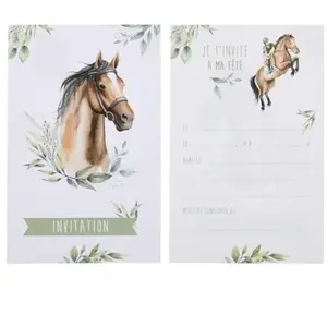 RueDeLaFete SANTEX 8312-99, Lot de Cartes d'invitation HIPPIQUE en carton pas cher