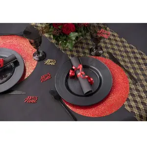 Non communiqué 6 sets de table carton rond éclat 34cm rouge - générique 000811000000007 pas cher