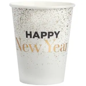 Lot de 10 Gobelets Happy New Year 25cl, Blanc/orVendu parruedelafete