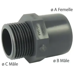 Embout PVC pression à coller 50 et 40mm filetage mâle 1' (26x34) - COD... pas cher