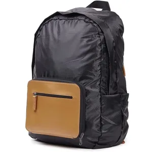 Jovi Packable Backpack Black/Cognac pas cher