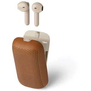 Écouteurs sans fil et Enceinte Bluetooth SPEAKERBUDS LEXON ABS Caramel pas cher