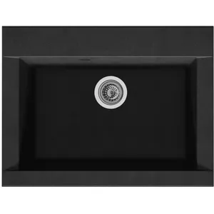 Comparateur de prix : DIADEM Evier à encastrer HEXO, en SMC NOIR PAILLETE - 06, 1 bac, dim. 66 x 50 cm, vidage manuel