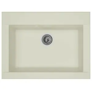 Comparateur de prix : STRADOUR Evier cuisine a encastrer 1 bac sans egouttoir Hexo - Resine - 66 x 50 cm - Blanc