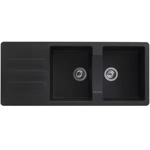 DIADEM Evier à encastrer VOGUA en résine SMC noir pailleté, 2 cuves, 1 égouttoir, L116cmVendu parconforama