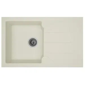 Comparateur de prix : STRADOUR Evier cuisine a encastrer 1 bac + 1 égouttoir Aloa - Résine - 81 x 50 cm - Blanc