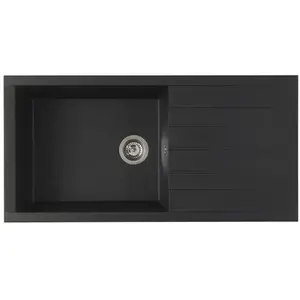 Comparateur de prix : STRADOUR Evier à encastrer CUBE, en SMC NOIR PAILLETE - 06, 1 bac, di...