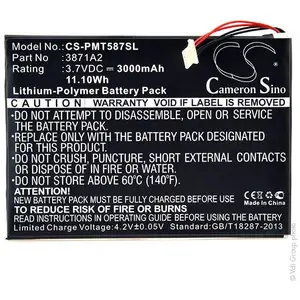 Batterie tablette 3.7V 3000mAh - 3871A2BT-B0B6L5058C0 - NX pas cher