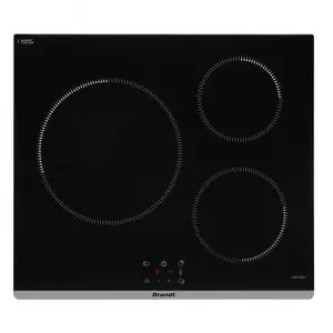 Table de cuisson à induction 60cm 3 foyers 7200w - BPI6364B - BRANDT pas cher