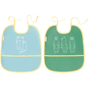 Badabulle Lot de 2 bavoirs souples, Impérméables avec récupérateur, de 0 à 3 ans pas cher