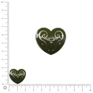Perles et bijoux 2 Perle métal coeur émaillé L. 21 mm - Vert kaki