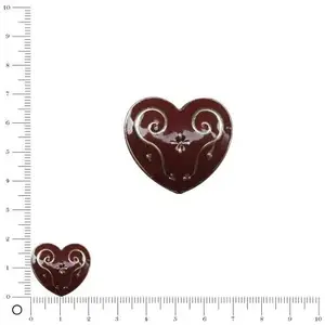 Perles et bijoux 2 Perle métal coeur émaillé L. 21 mm - MarronVendu parscrapmalin