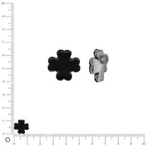 Perles et bijoux 2 Breloque trèfle émaillé Ø 11 mm - NoirVendu parscrapmalin