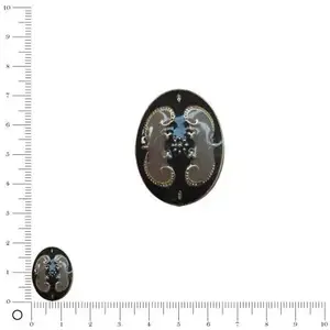 Perles et bijoux 2 Perle métal ovale émaillée L. 19 mm - Marron et beige
