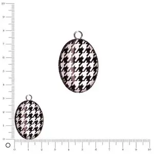 Perles et bijoux Pendentif époxy motif pied de poule L. 29 mm - Noir et vieux roseVendu parscrapmalin