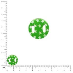 Perles et bijoux Médaille en nacre - Etoiles blanches sur fond vert - Ø 17 mmVendu parscrapmalin