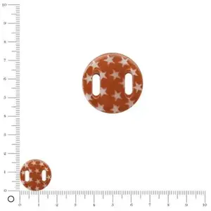 Perles et bijoux Médaille en nacre - Etoiles blanches sur fond marron - Ø 17 mmVendu parscrapmalin