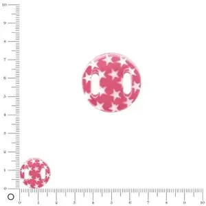 Perles et bijoux Médaille en nacre - Etoiles blanches sur fond rose - Ø 17 mmVendu parscrapmalin