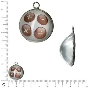 Perles et bijoux 3 Breloque epoxy loupe motif maths - Ø 20 mmVendu parscrapmalin