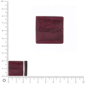Perle en verre carrée avec feuille d'argent 20 mm - PruneVendu parscrapmalin