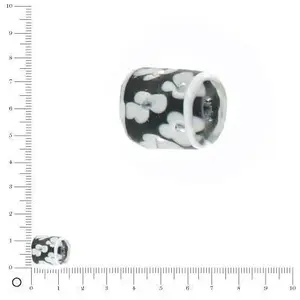 Perles et bijoux Perle en verre cylindrique fleur noir et blanc - L. 13 mmVendu parscrapmalin