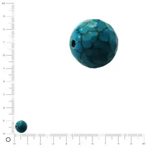 Perles et bijoux Perle ronde à facettes en turquoise - Ø 10 mmVendu parscrapmalin