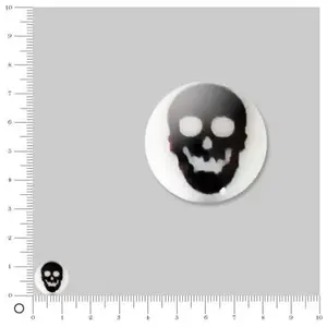 Perles et bijoux Perle plate Ø 12 mm - Tête de mort noireVendu parscrapmalin