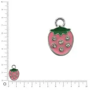 Perles et bijoux Breloque fraise L. 14 mm - Rose clairVendu parscrapmalin