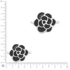 Perles et bijoux Pendentif fleur émaillée L. 40 mm - NoirVendu parscrapmalin