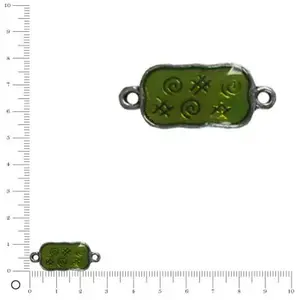 Perles et bijoux Pendentif intercalaire émaillé L. 30 mm - VertVendu parscrapmalin