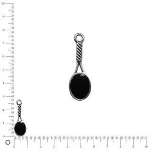 Perles et bijoux 2 Pendentif raquette de tennis émaillée L. 25 mm - NoirVendu parscrapmalin