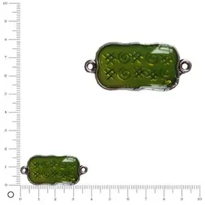 Perles et bijoux Pendentif intercalaire émaillé L. 39 mm - VertVendu parscrapmalin