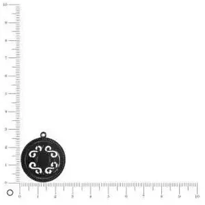 Perles et bijoux 2 Pendentif médaillon volutes Ø 28 mm - Black nickelVendu parscrapmalin