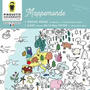 Pirouette Cacahouète Poster à colorier mappemonde pas cher
