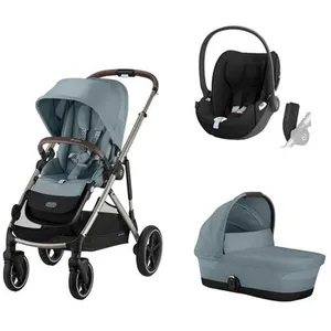 Poussette trio CYBEX Gazelle S TPE Stormy Blue avec nacelle et siège auto Cloud T Sepia Black