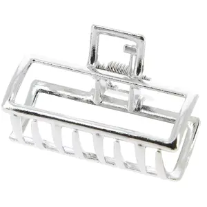 Petite Pince Croco Métallique rectangle argentéeVendu parla-boutique-du-coiffeur