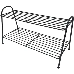 Decoclico Etagère à chaussures en métal filaire noir 2 niveaux - Noir