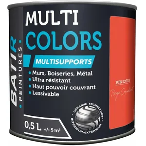 Comparateur de prix : Peinture Batir Multi-Supports Satin Soyeux 0,5 l rouge coquelicot