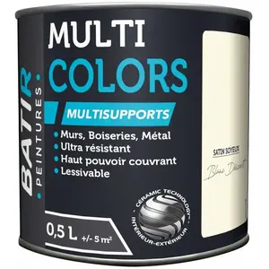 Comparateur de prix : Peinture multi-supports satin soyeux Batir - Blanc désert - 0,5 l