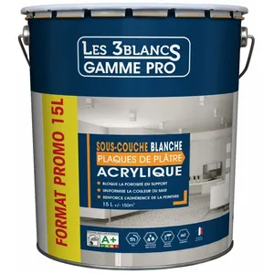 Sous-couche acrylique Les 3 Blancs pour plaques de plâtre - 15L