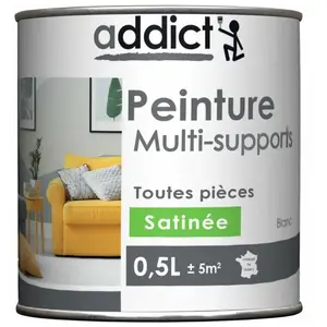 Peinture - ADDICT - Acrylique Satiné - 0.5L - Couleur Galet - Multi-supports Intérieur pas cher